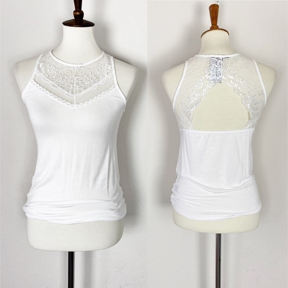 White Lace Tank Top White Size M New - Picture 2 of 6